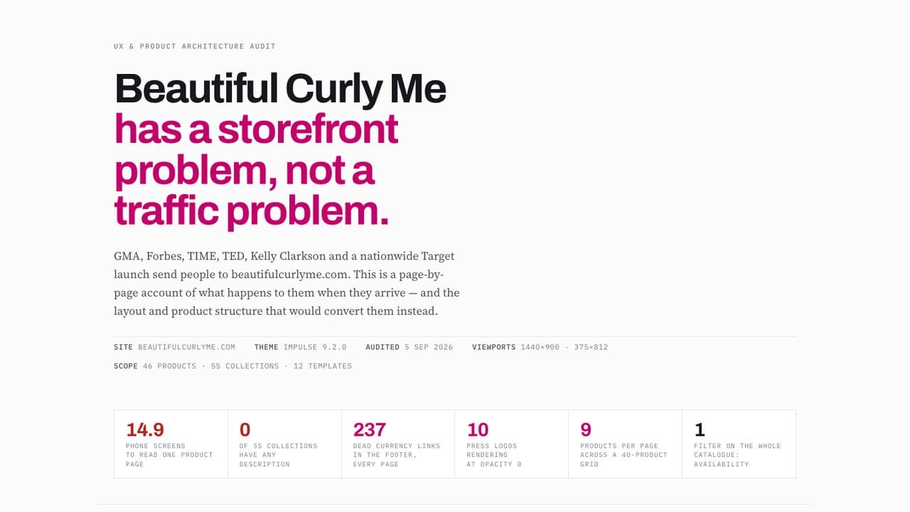 Beautiful Curly Me design audit concept
